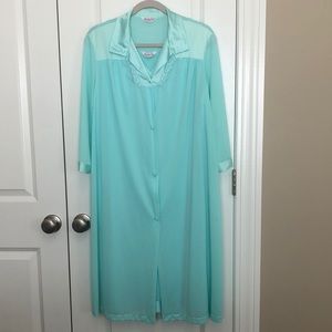 Vanity Fair Robe and Nightgown 2 piece Set, Medium, Aqua, Excellent Condition.